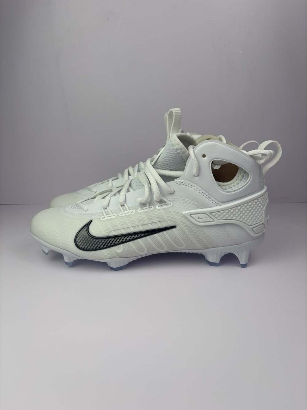Nike Huarache 9 Elite Mid LAX Lacrosse Cleats Men's Size 8.5 White FD0088-101